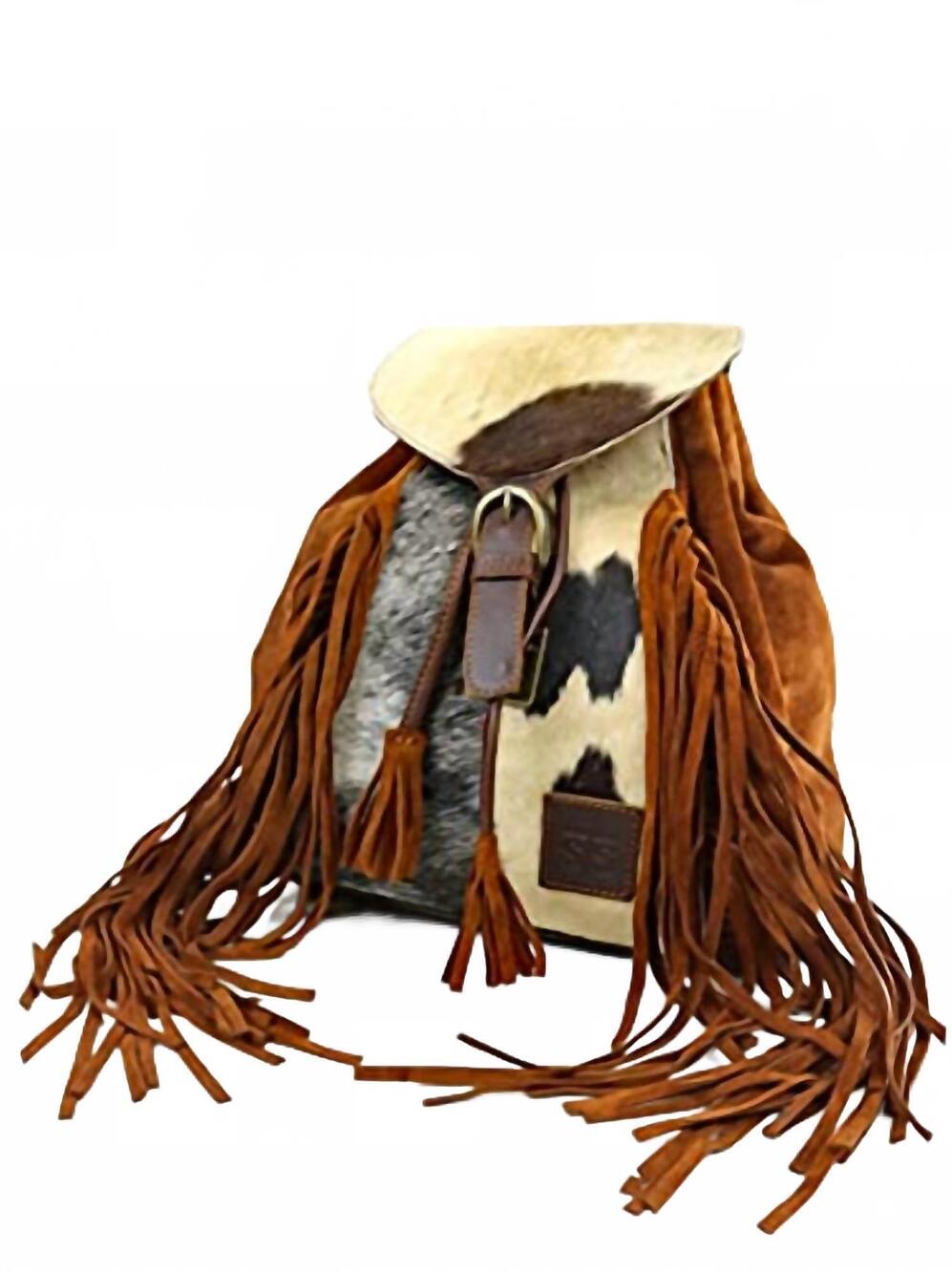 NEW STS RANCHWEAR women's sheridan fringe leather backpack in brown